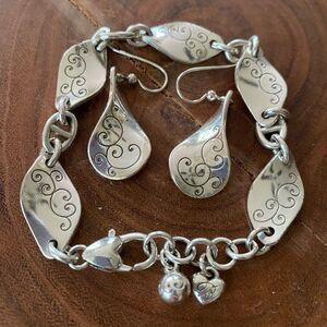 Brighton silver twirl‎ twirl etched bracelet and earrings set